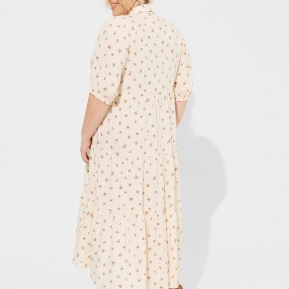 NWT Torrid Maxi Dress Tiered Shirt Dress Hi Low Floral Challis Torrid Size 1 - Picture 3 of 16